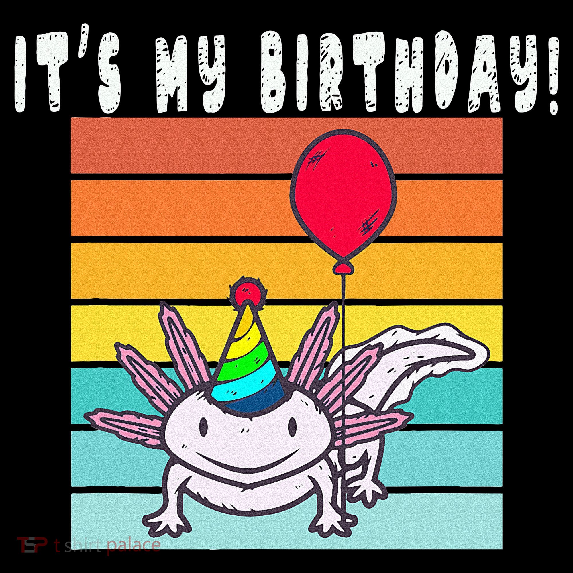 Its My Birthday Axolotl Party Hat & Balloon Women's Hoodie