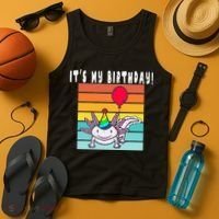 Its My Birthday Axolotl Party Hat & Balloon Tank Top thumb 4