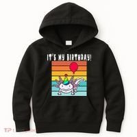 Its My Birthday Axolotl Party Hat & Balloon Kids Hoodie thumb 0