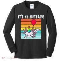 Its My Birthday Axolotl Party Hat & Balloon Kids Long Sleeve Shirt thumb 0