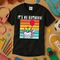 Its My Birthday Axolotl Party Hat & Balloon Kids T-Shirt thumb 3