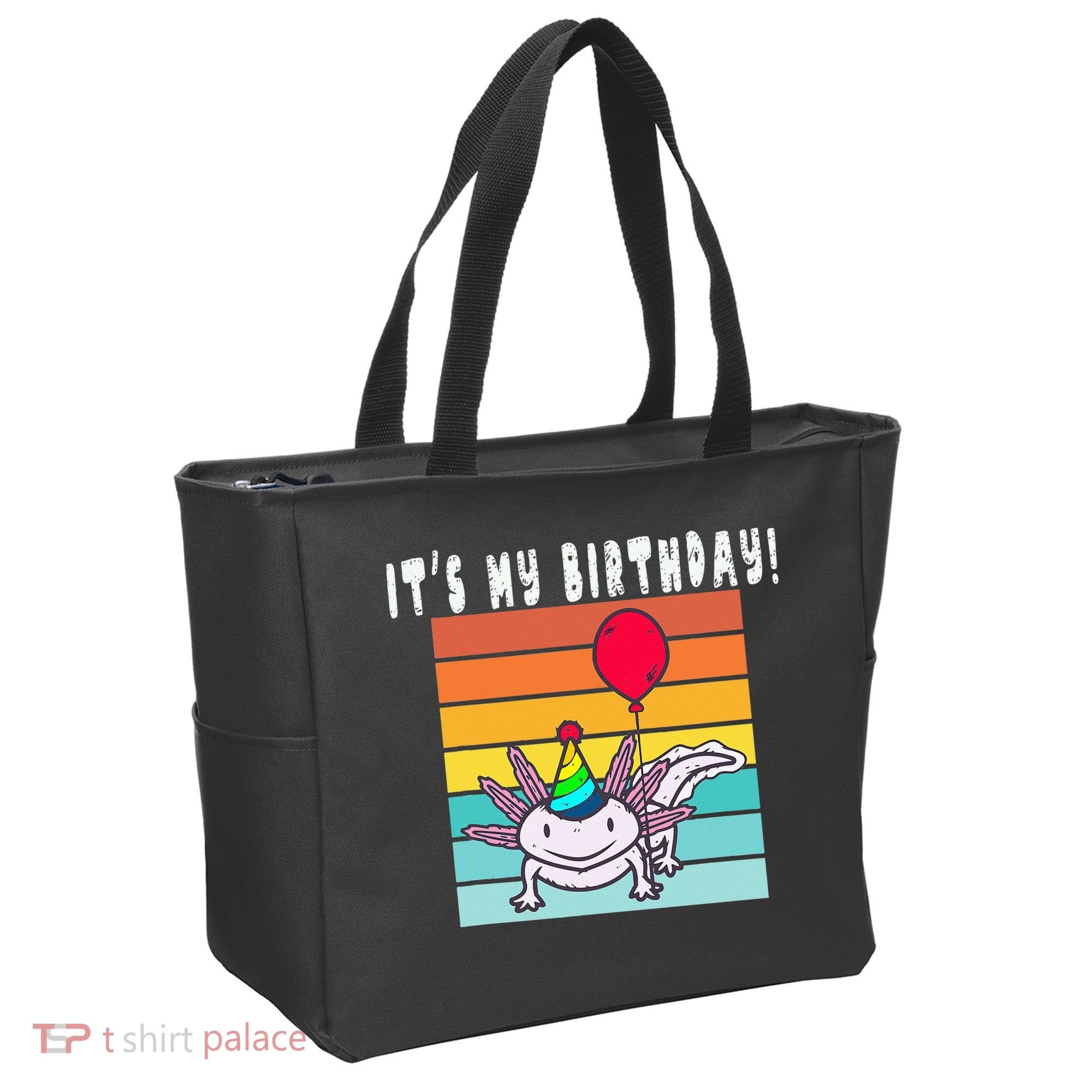 Its My Birthday Axolotl Party Hat & Balloon Tote Bag