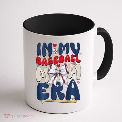 In My Baseball Mom Era Baseball Mama Coquette Bow Game Day Coffee Mug back