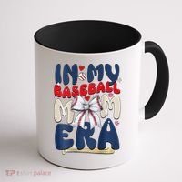 In My Baseball Mom Era Baseball Mama Coquette Bow Game Day Coffee Mug thumb 1