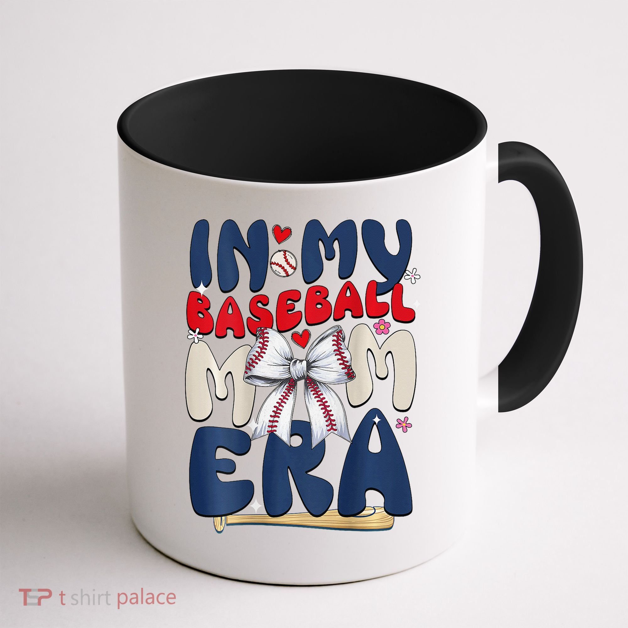 In My Baseball Mom Era Baseball Mama Coquette Bow Game Day Coffee Mug