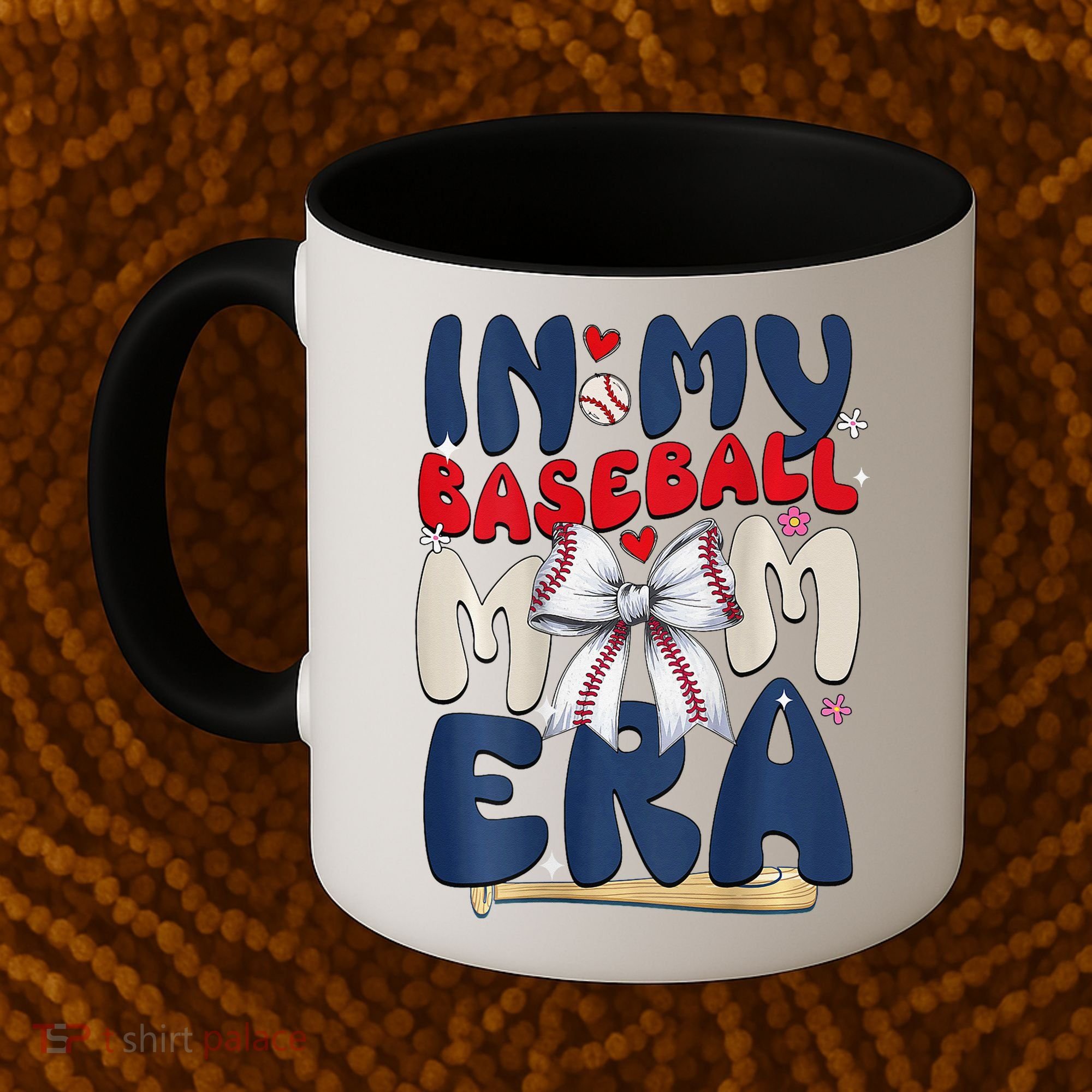 In My Baseball Mom Era Baseball Mama Coquette Bow Game Day Coffee Mug