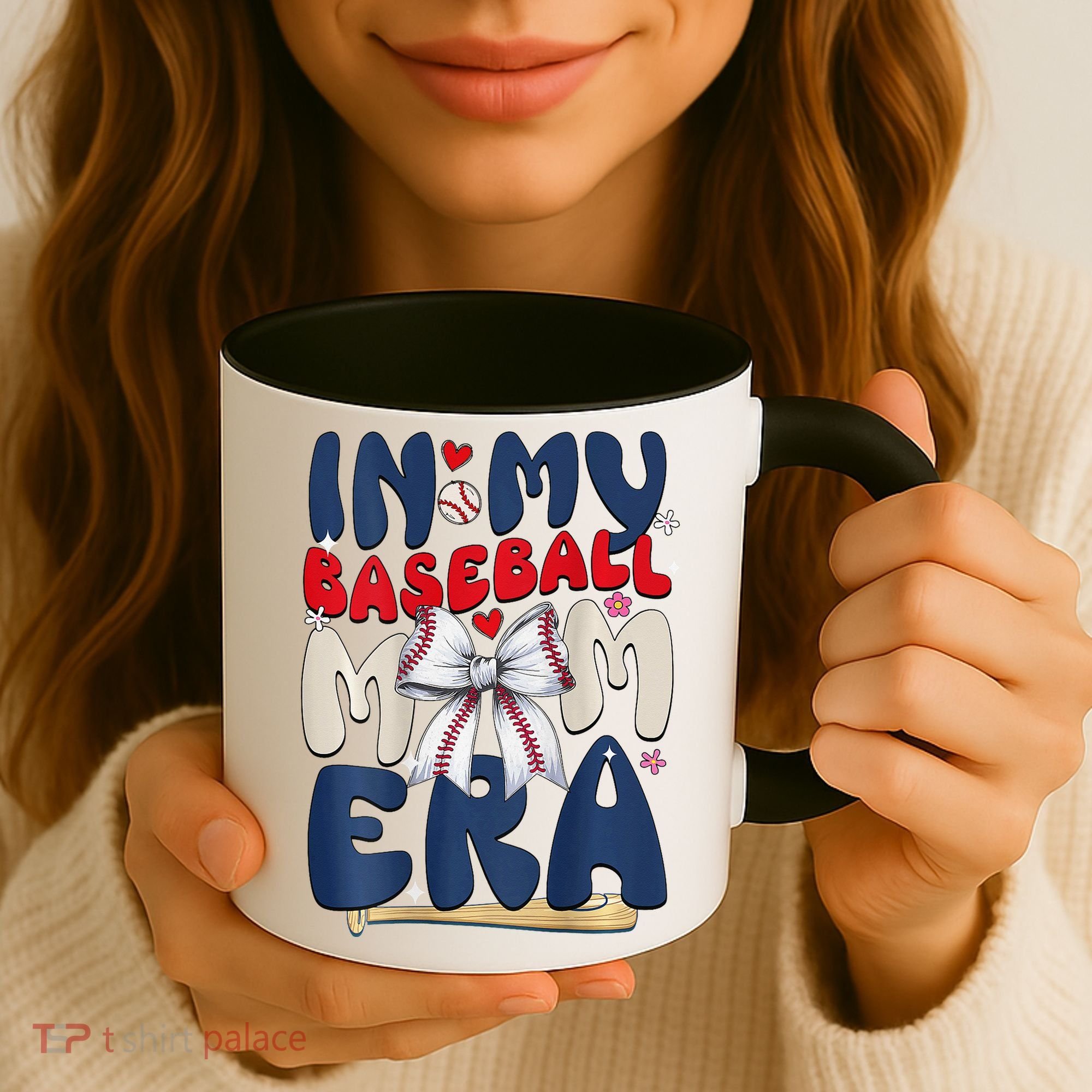 In My Baseball Mom Era Baseball Mama Coquette Bow Game Day Coffee Mug