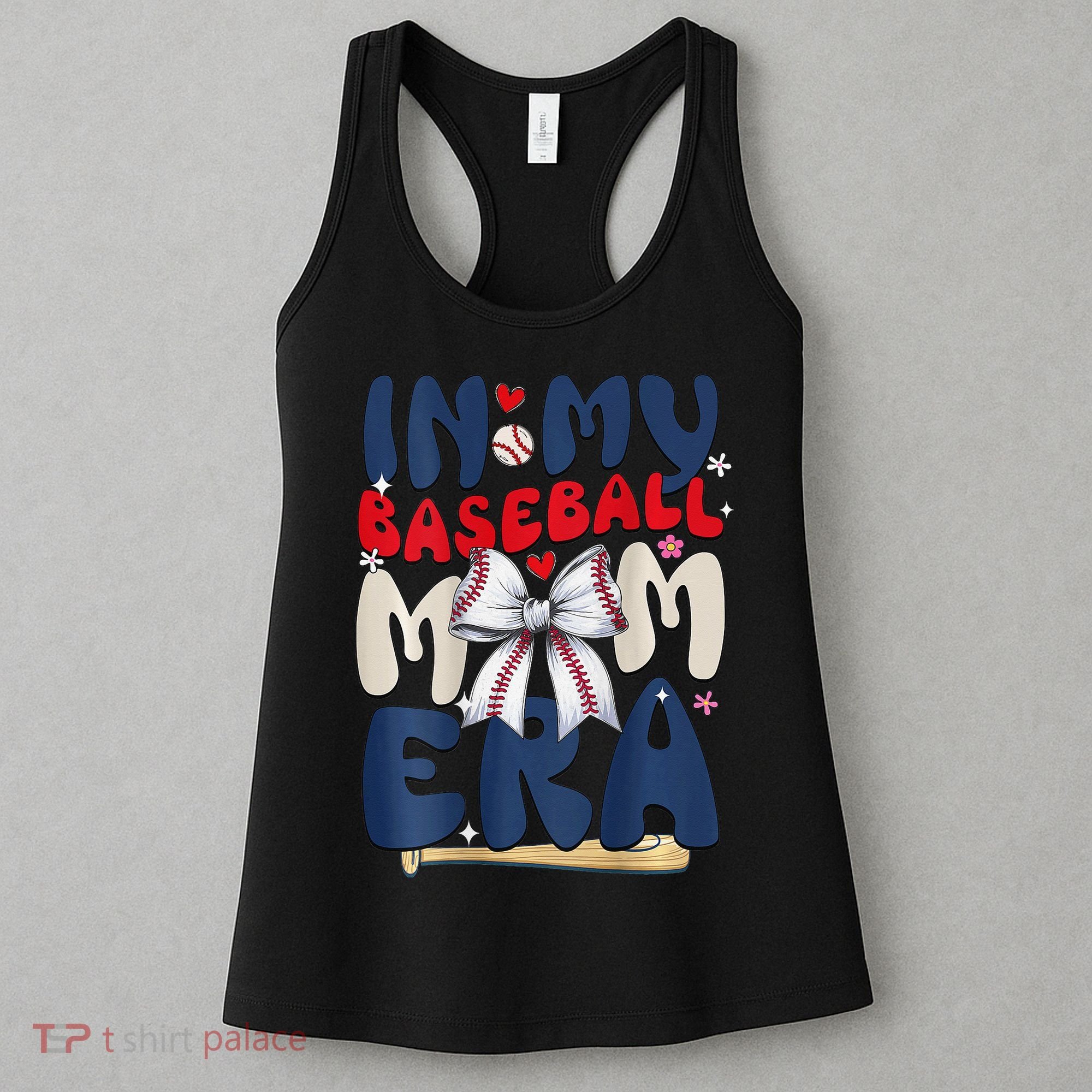 In My Baseball Mom Era Baseball Mama Coquette Bow Game Day Women's Tank Top