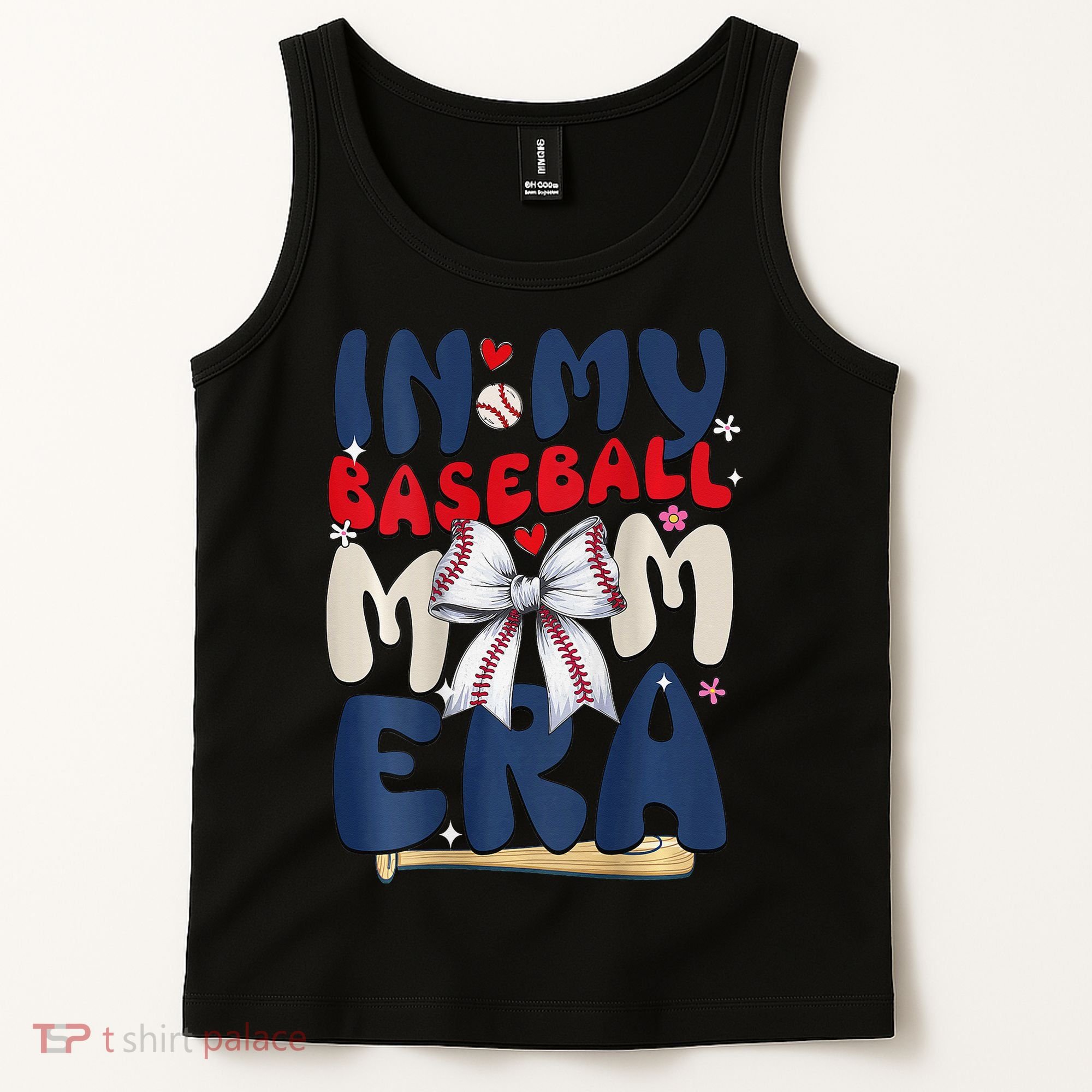 In My Baseball Mom Era Baseball Mama Coquette Bow Game Day Tank Top