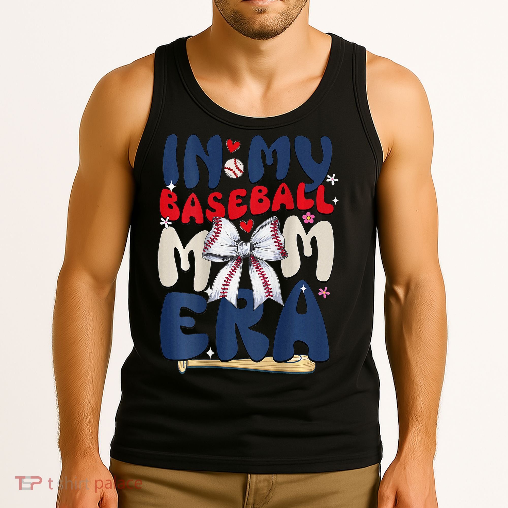 In My Baseball Mom Era Baseball Mama Coquette Bow Game Day Tank Top