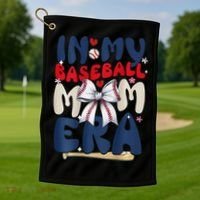 In My Baseball Mom Era Baseball Mama Coquette Bow Game Day Golf Towel thumb 1