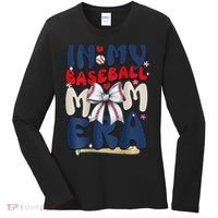 In My Baseball Mom Era Baseball Mama Coquette Bow Game Day Women's Long Sleeve Shirt thumb 0