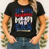 In My Baseball Mom Era Baseball Mama Coquette Bow Game Day Women's T-Shirt thumb 2