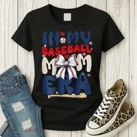 In My Baseball Mom Era Baseball Mama Coquette Bow Game Day Women's T-Shirt thumb 3