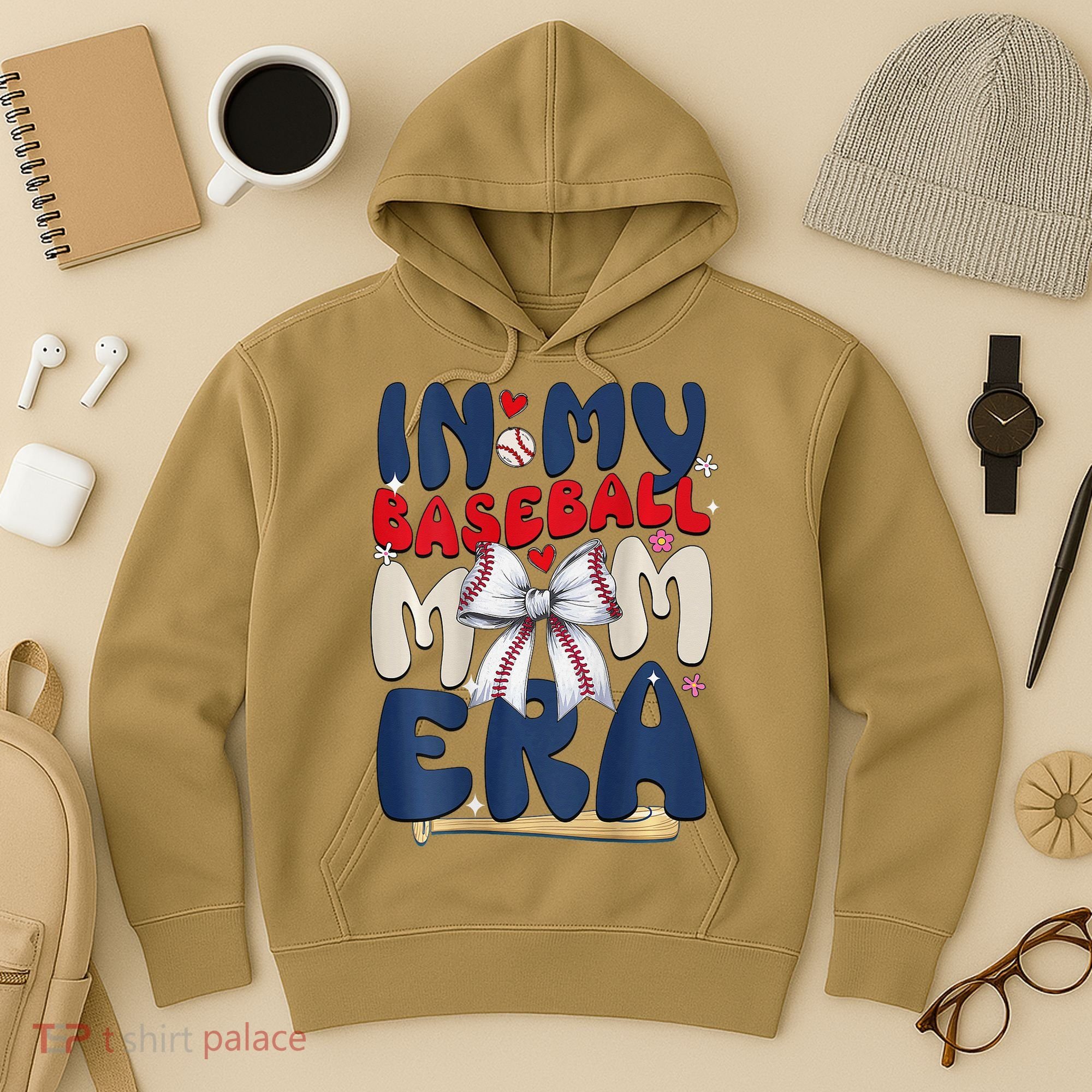 In My Baseball Mom Era Baseball Mama Coquette Bow Game Day Hoodie