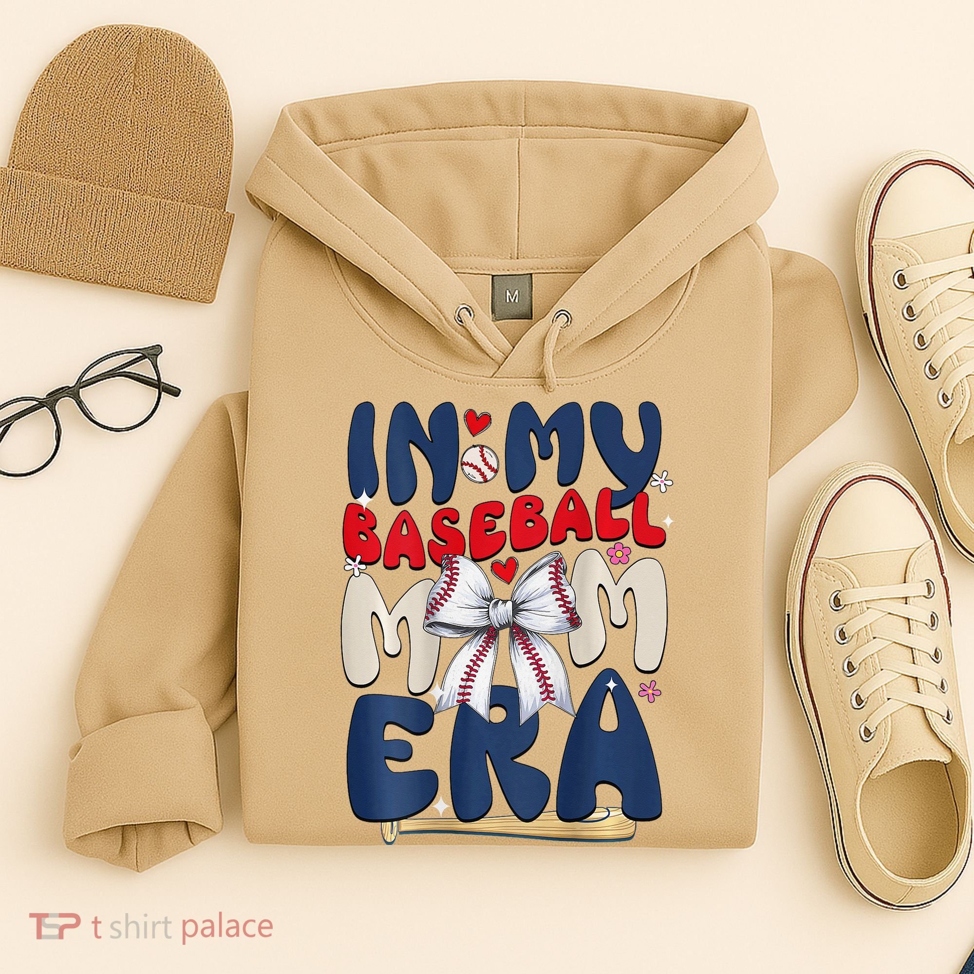 In My Baseball Mom Era Baseball Mama Coquette Bow Game Day Hoodie