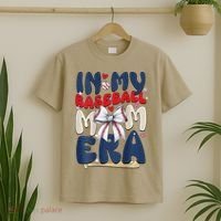 In My Baseball Mom Era Baseball Mama Coquette Bow Game Day T-Shirt thumb 2