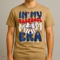 In My Baseball Mom Era Baseball Mama Coquette Bow Game Day T-Shirt thumb 3