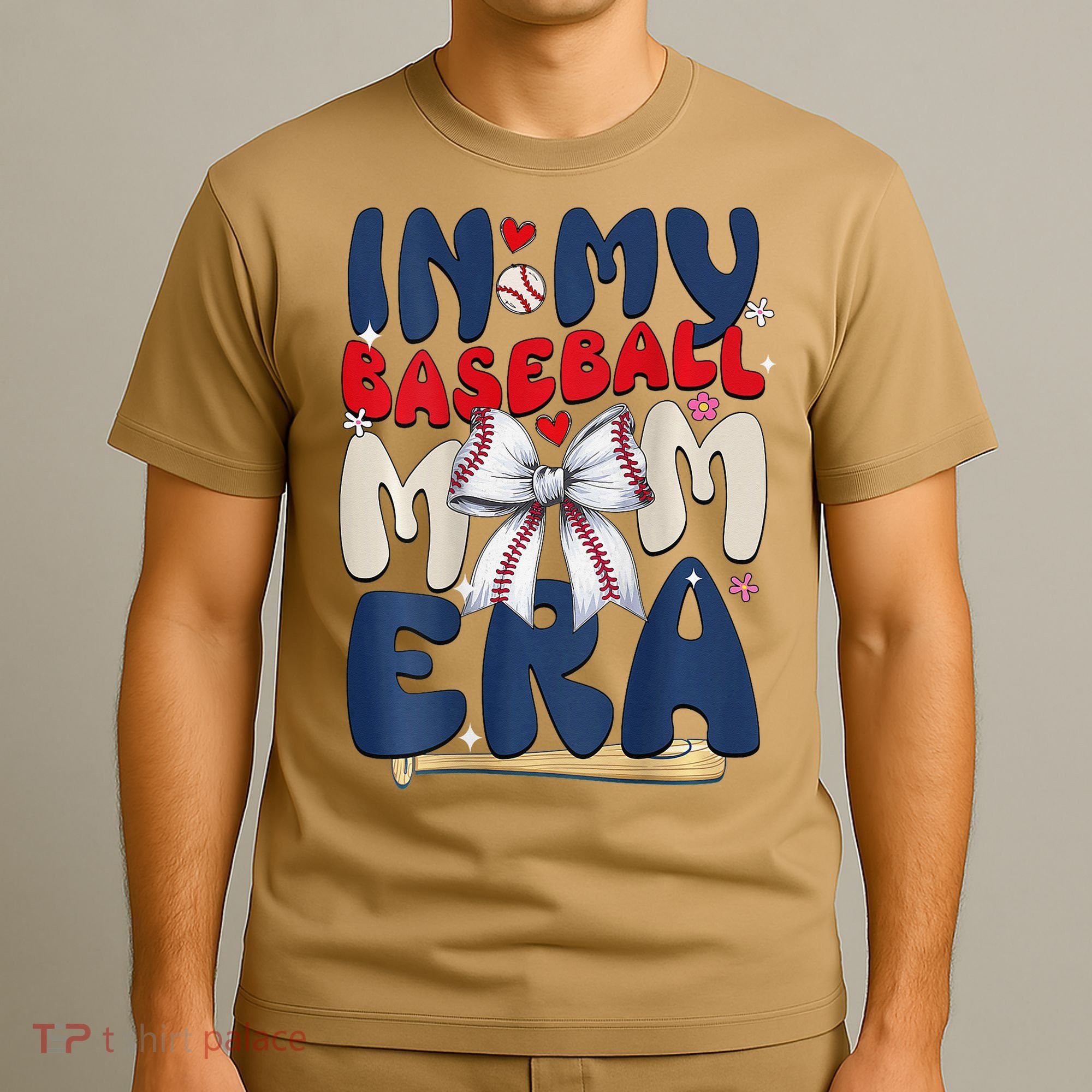 In My Baseball Mom Era Baseball Mama Coquette Bow Game Day T-Shirt