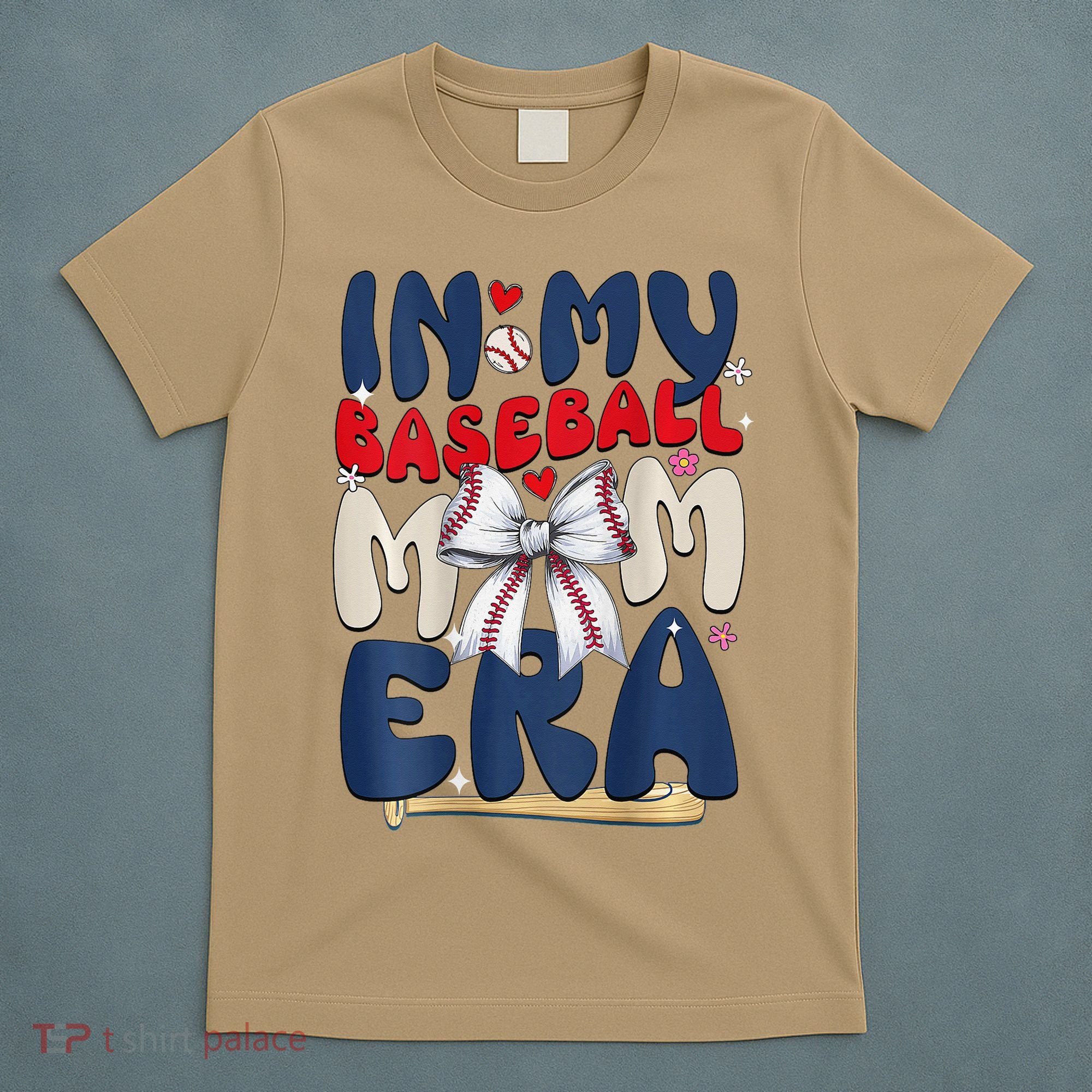In My Baseball Mom Era Baseball Mama Coquette Bow Game Day T-Shirt