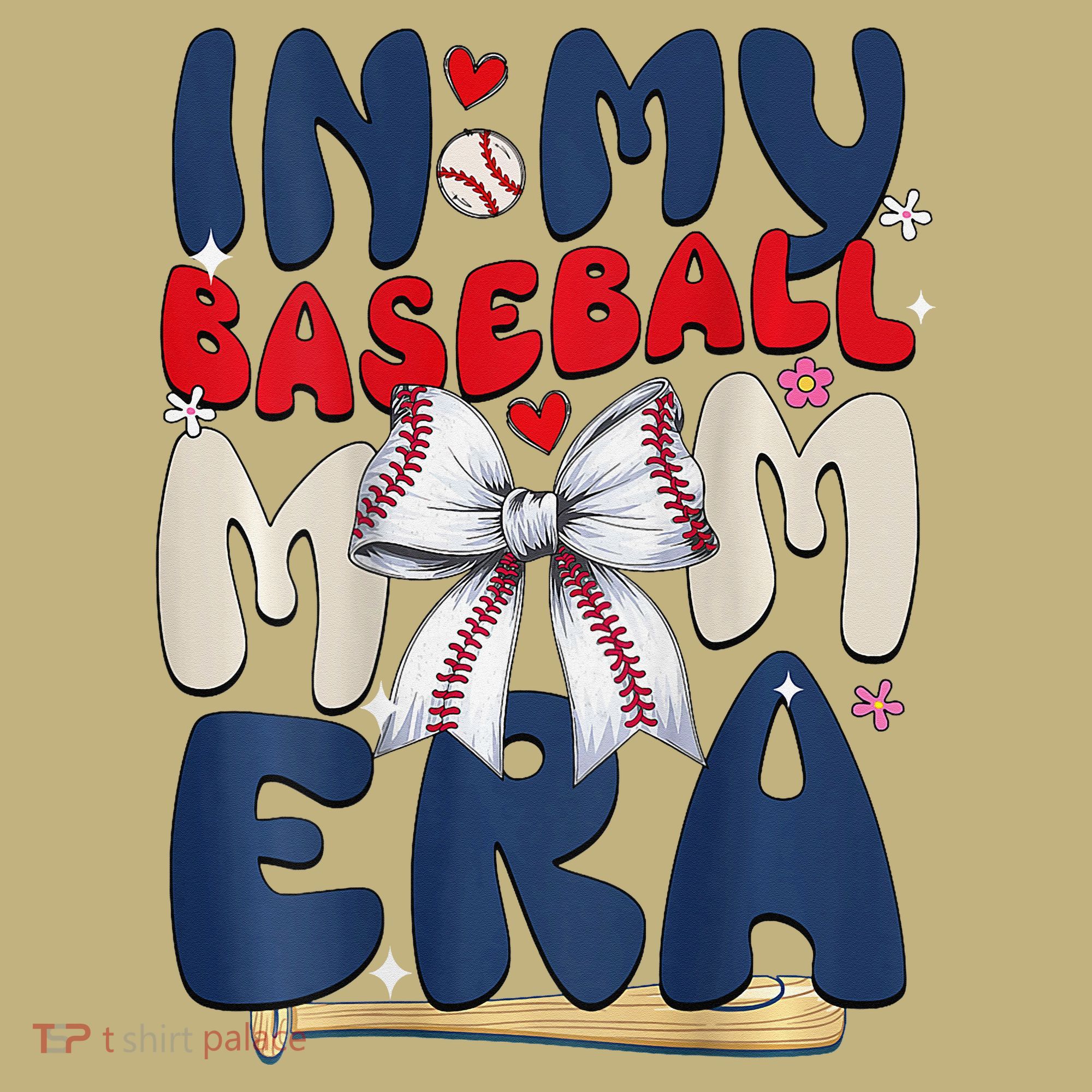 In My Baseball Mom Era Baseball Mama Coquette Bow Game Day Button