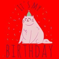 It's My Birthday Cat Santa Hat thumb 1