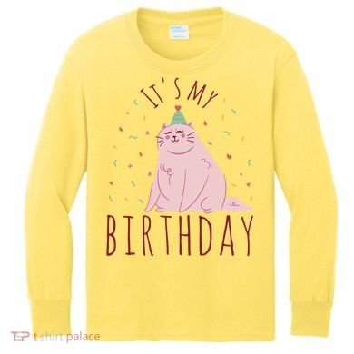 It's My Birthday Cat Kids Long Sleeve Shirt