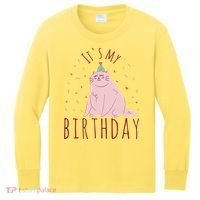 It's My Birthday Cat Kids Long Sleeve Shirt thumb 0