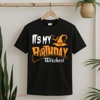 Its My Birthday Witch Halloween October Birthday T-Shirt thumb 2