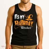 Its My Birthday Witch Halloween October Birthday Tank Top thumb 3