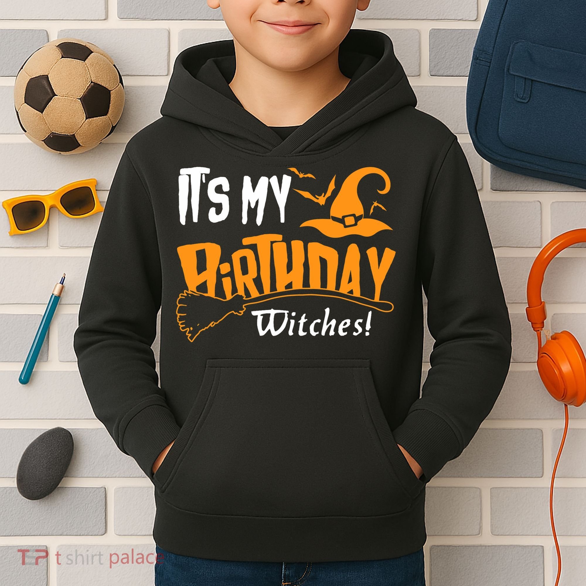 Its My Birthday Witch Halloween October Birthday Kids Hoodie