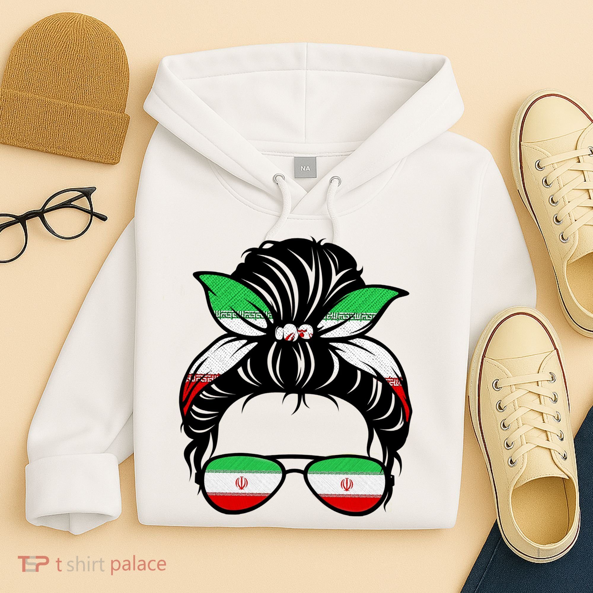 Iran Messy Bun Support Iran IranIran Hoodie