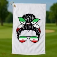 Iran Messy Bun Support Iran IranIran Golf Towel thumb 1