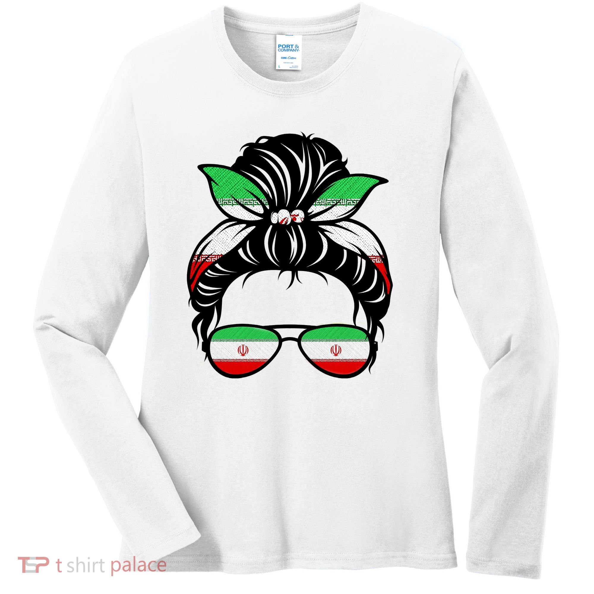 Iran Messy Bun Support Iran IranIran Women's Long Sleeve Shirt
