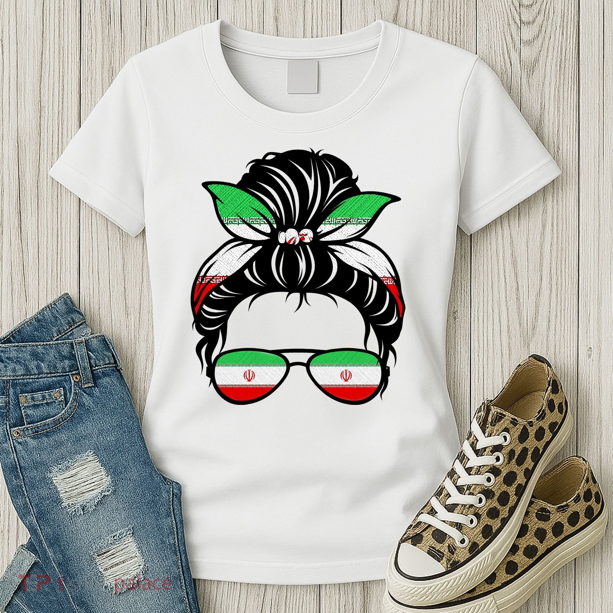 Iran Messy Bun Support Iran IranIran Women's T-Shirt