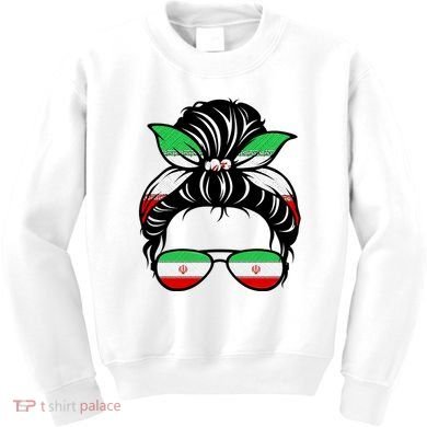 Iran Messy Bun Support Iran IranIran Kids Sweatshirt