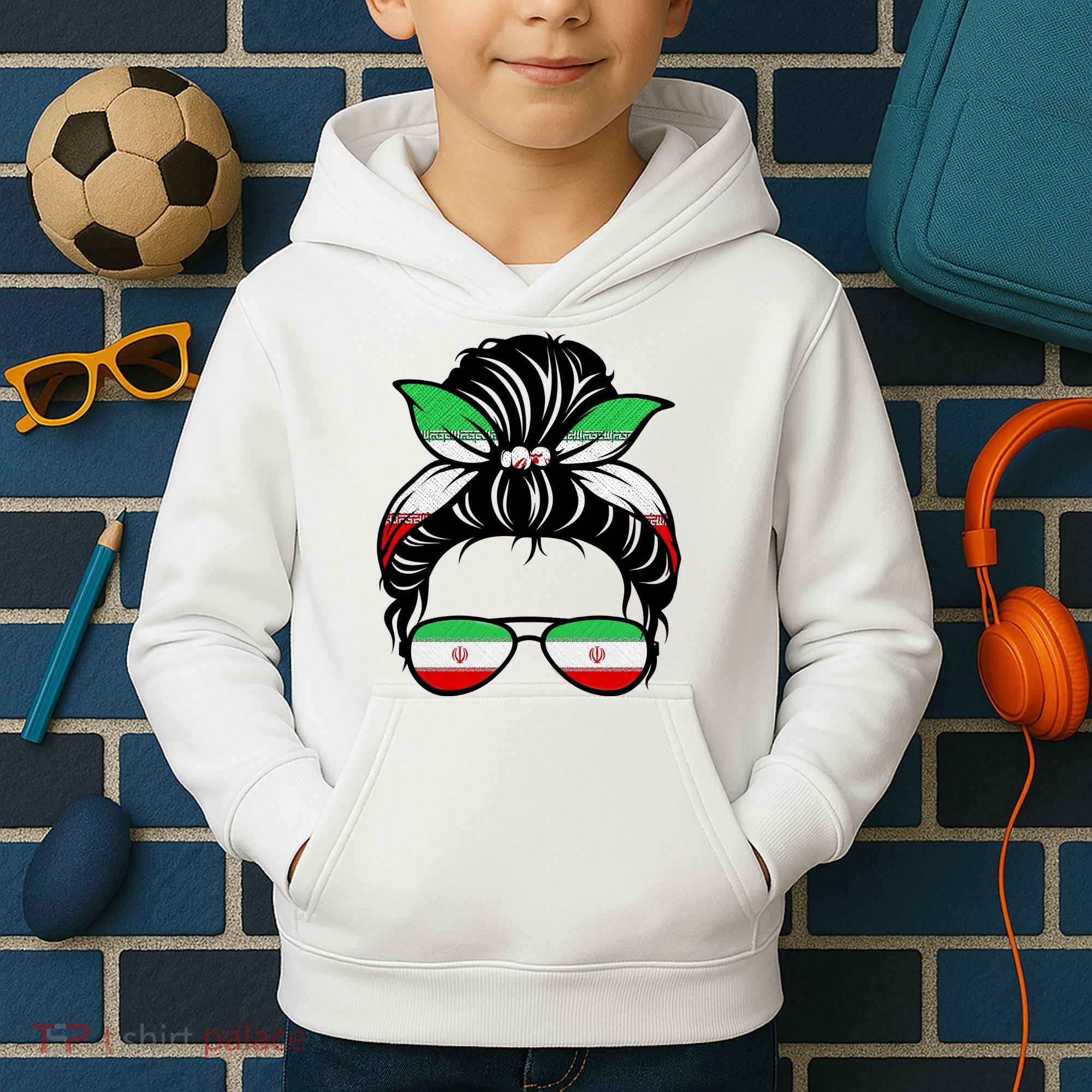 Iran Messy Bun Support Iran IranIran Kids Hoodie