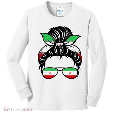 Iran Messy Bun Support Iran IranIran Kids Long Sleeve Shirt