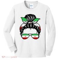 Iran Messy Bun Support Iran IranIran Kids Long Sleeve Shirt thumb 0
