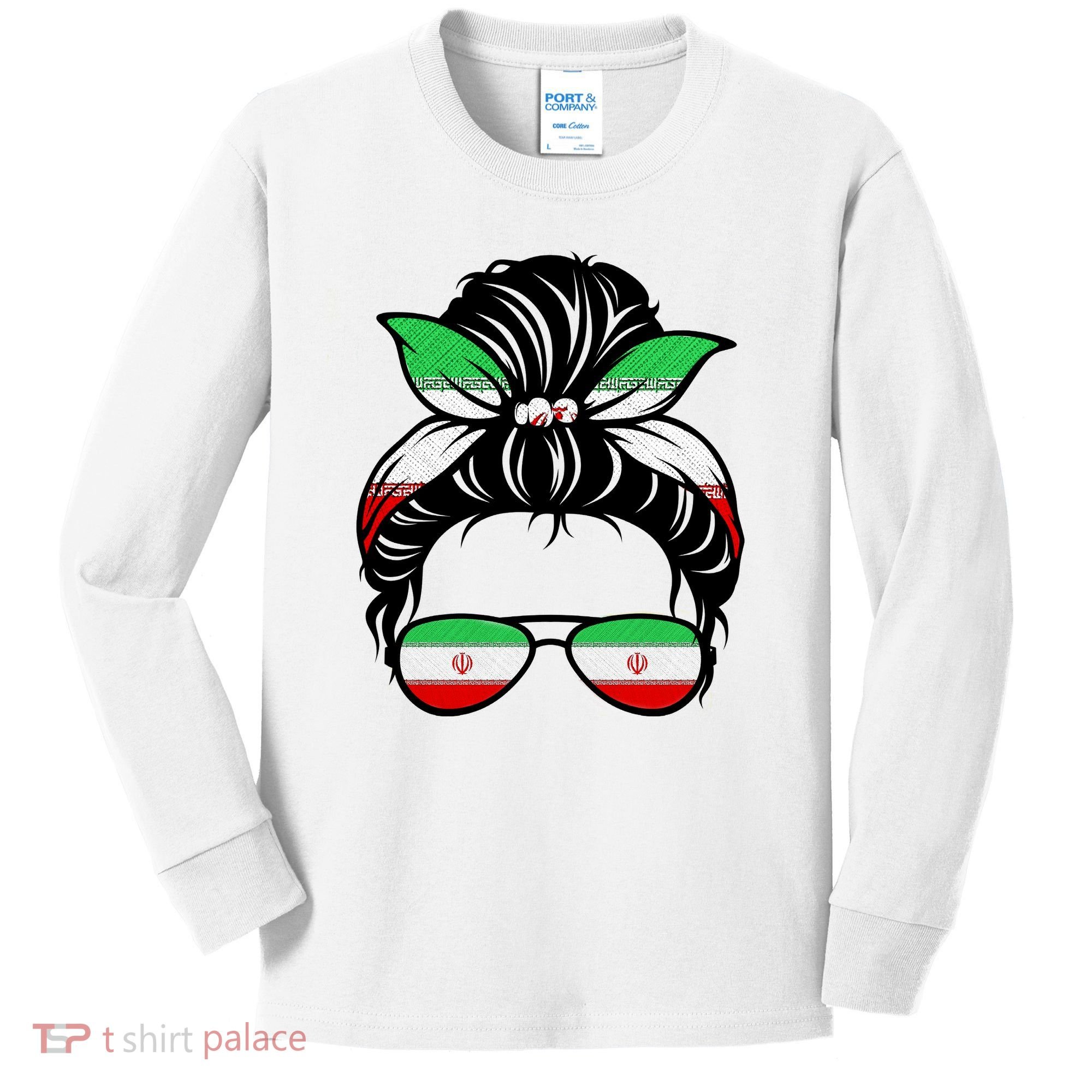 Iran Messy Bun Support Iran IranIran Kids Long Sleeve Shirt