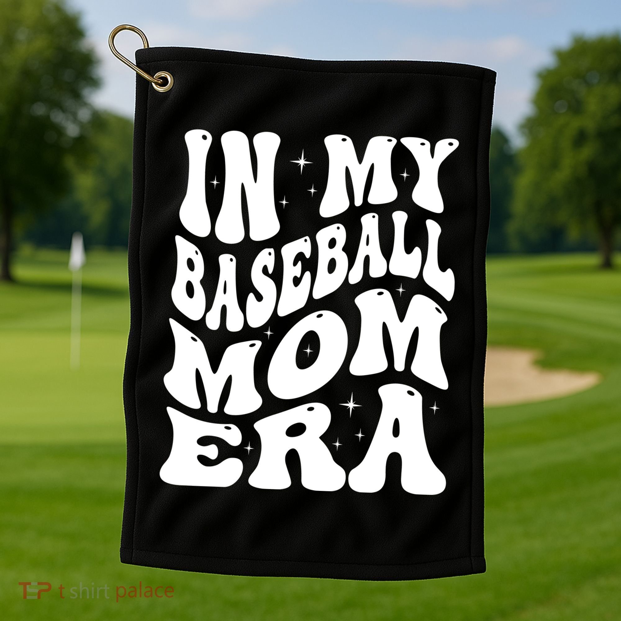 In My Baseball Mom Era Groovy Sport Golf Towel