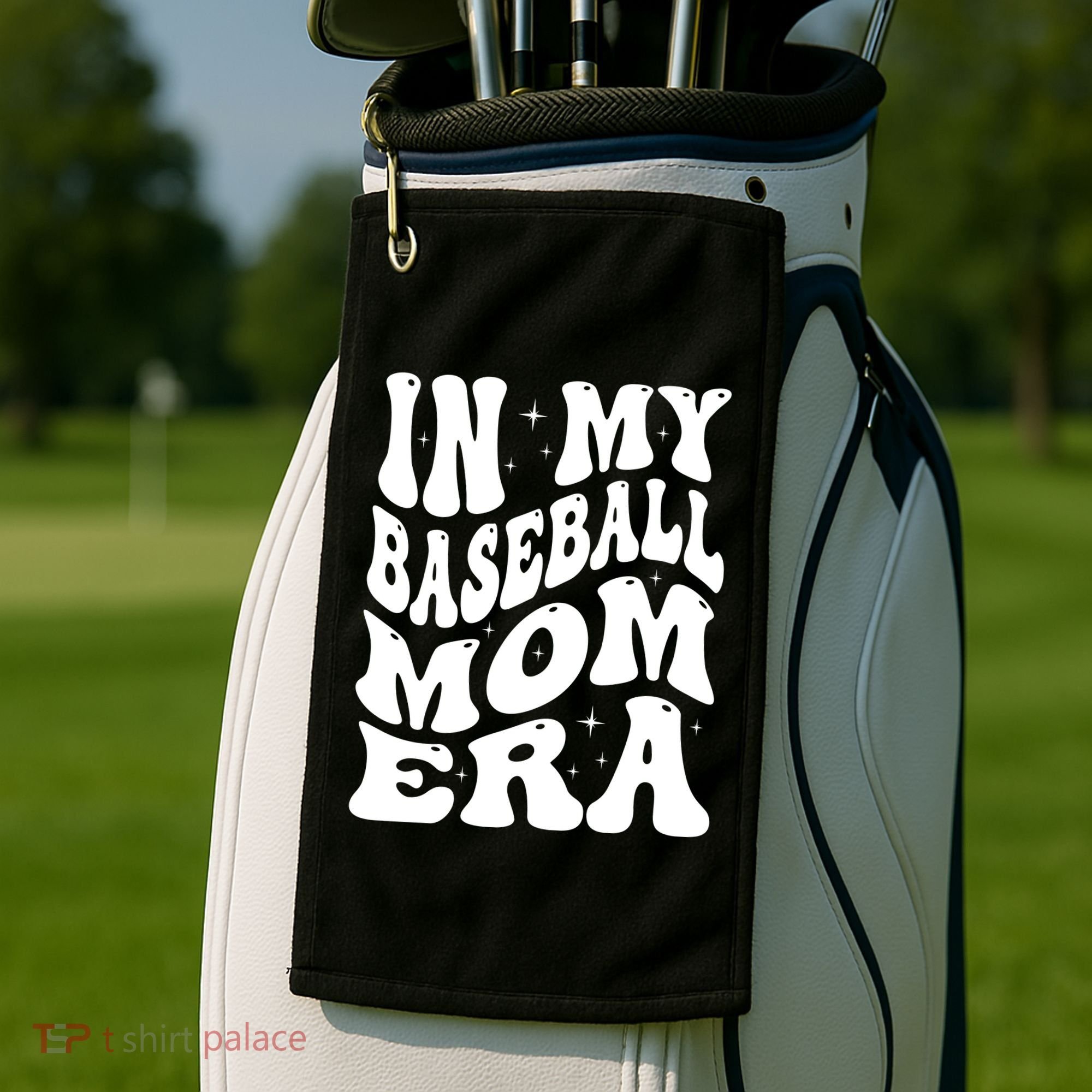 In My Baseball Mom Era Groovy Sport Golf Towel