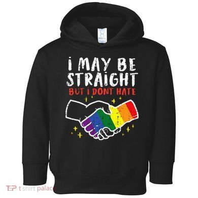 I May Be Straight But I Dont Hate G.A.Y Pride Flag L.G.B.T.Q Ally Toddler Hoodie
