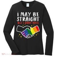 I May Be Straight But I Dont Hate G.A.Y Pride Flag L.G.B.T.Q Ally Women's Long Sleeve Shirt thumb 0