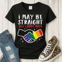 I May Be Straight But I Dont Hate G.A.Y Pride Flag L.G.B.T.Q Ally Women's T-Shirt thumb 3