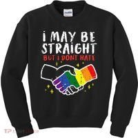 I May Be Straight But I Dont Hate G.A.Y Pride Flag L.G.B.T.Q Ally Kids Sweatshirt thumb 0