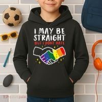 I May Be Straight But I Dont Hate G.A.Y Pride Flag L.G.B.T.Q Ally Kids Hoodie thumb 2