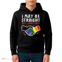 I May Be Straight But I Dont Hate G.A.Y Pride Flag L.G.B.T.Q Ally Kids Hoodie thumb 4