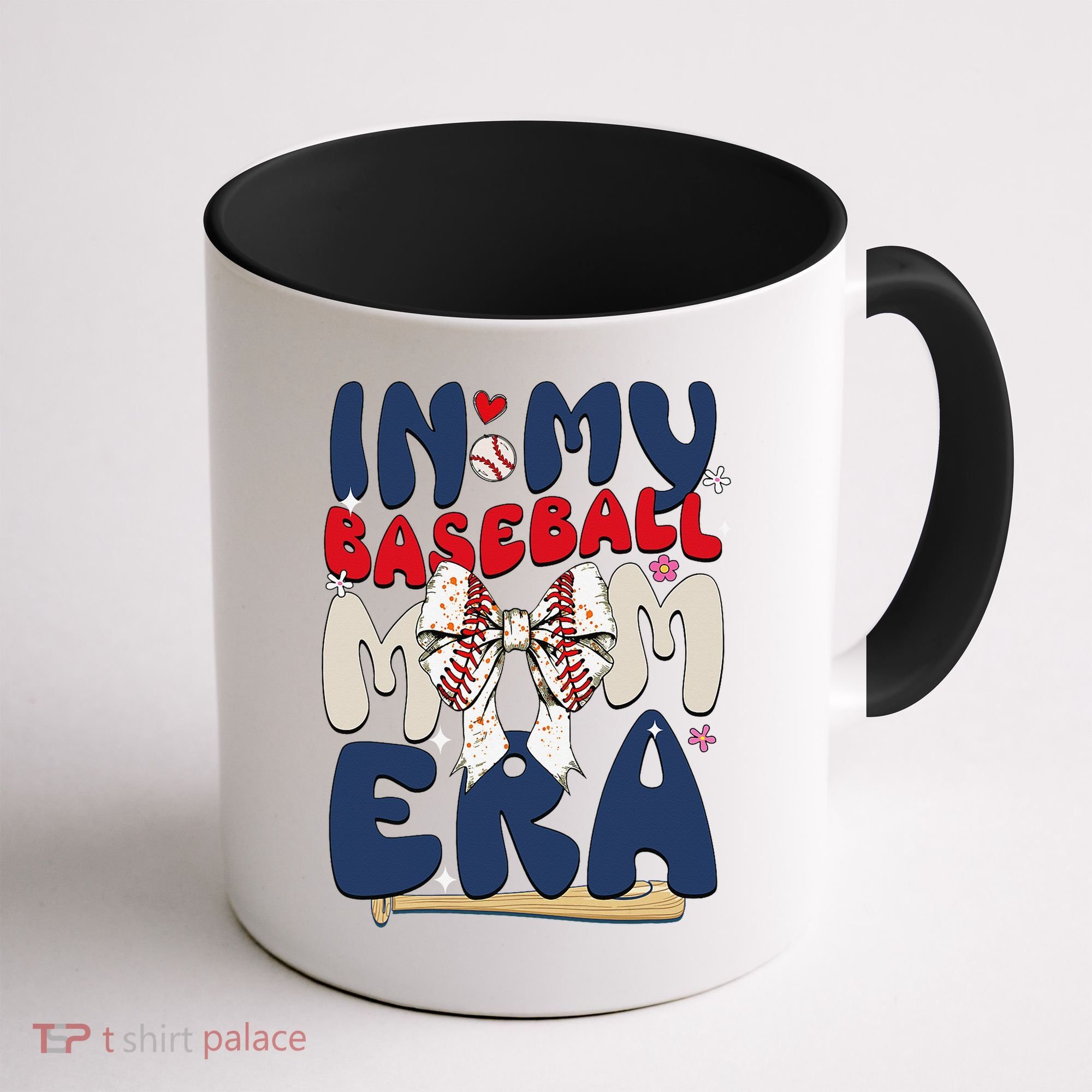 In My Baseball Mom Era Baseball Mama Coquette Bow Game Day Coffee Mug