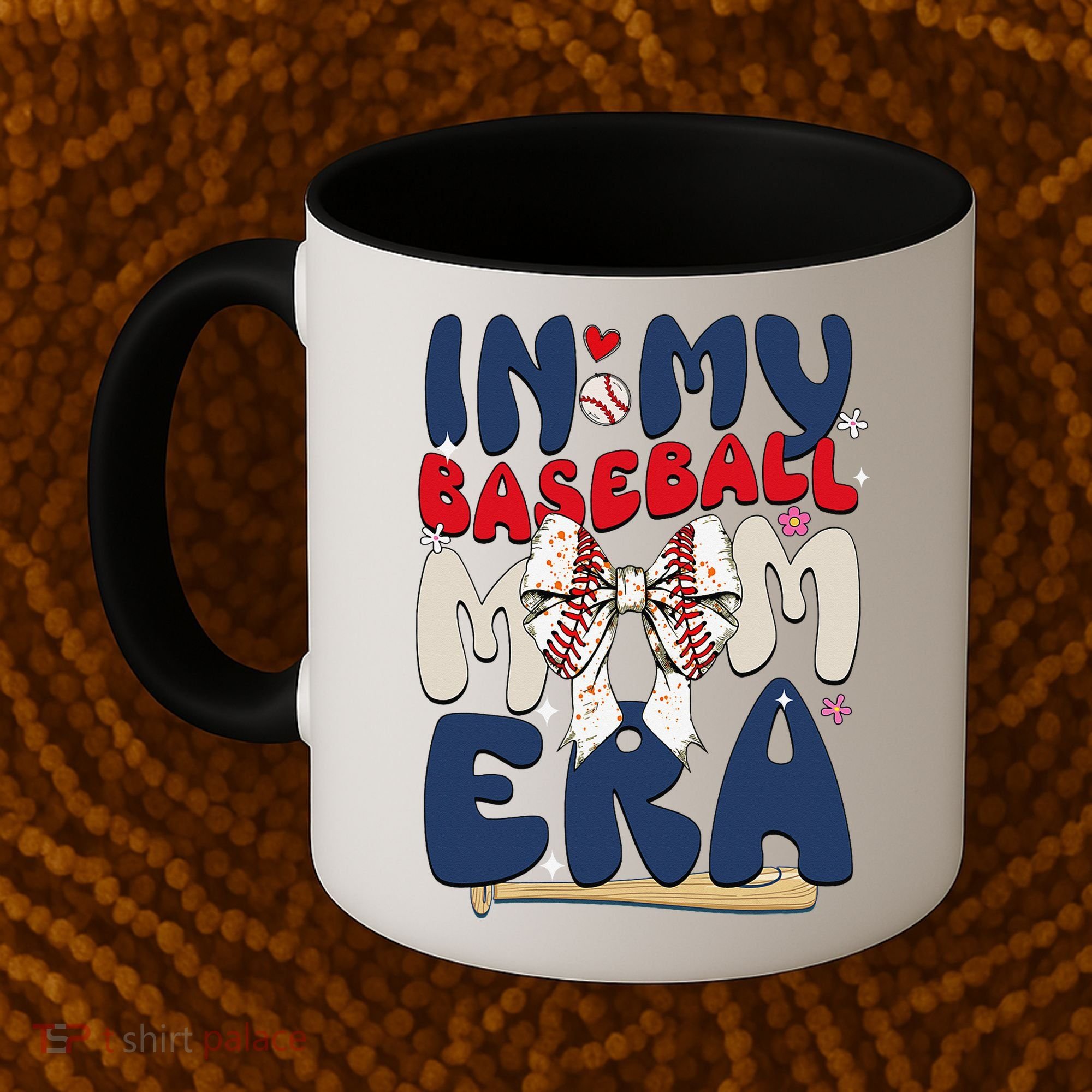 In My Baseball Mom Era Baseball Mama Coquette Bow Game Day Coffee Mug
